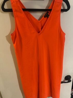 Sleeveless V-Neck dress - Bright Orange